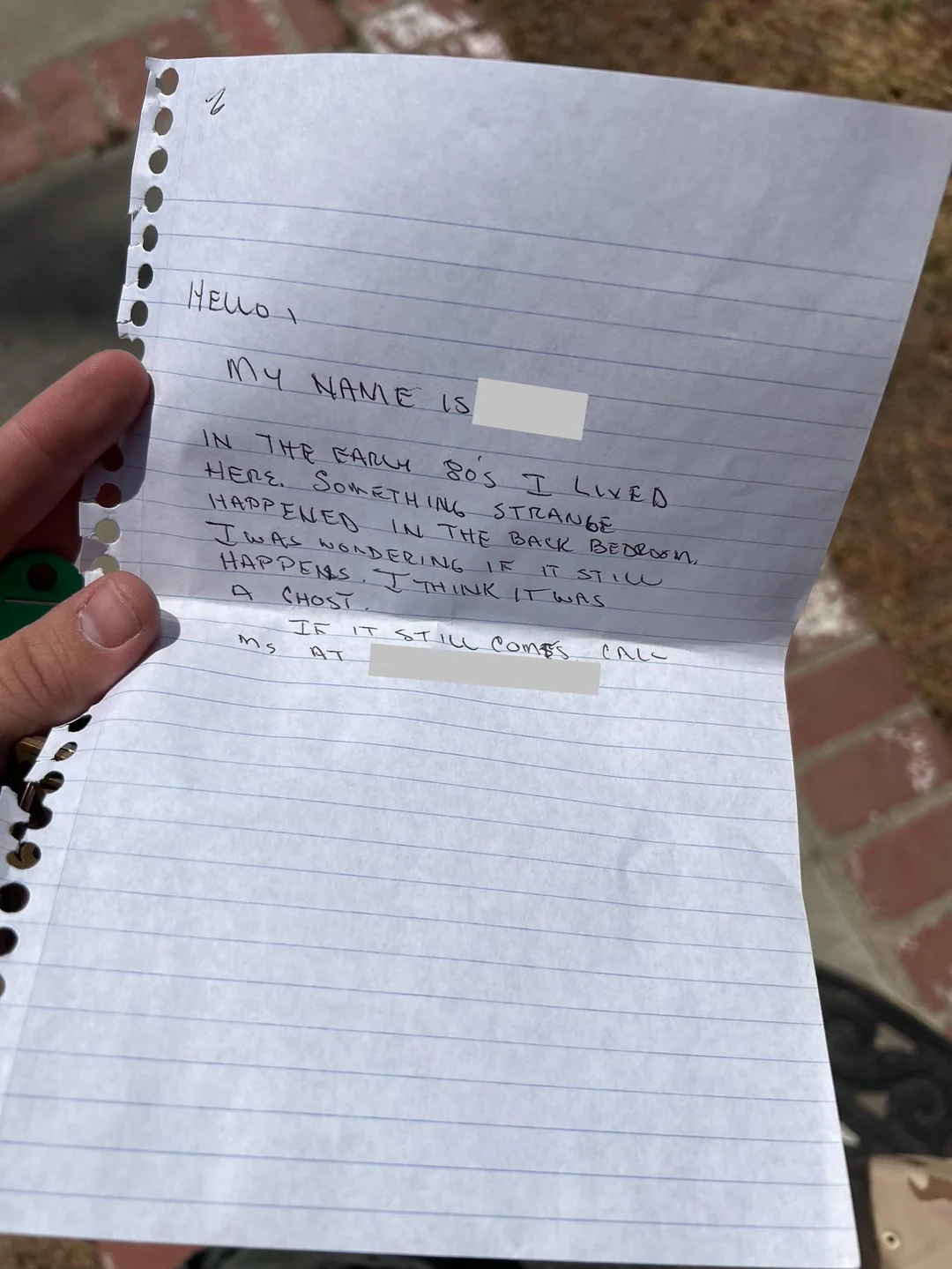 Weird note left on my front door months ago — still thinking about it