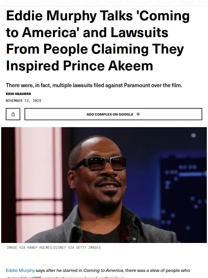 Eddie Murphy Sued Over Prince Akeem?! 👑