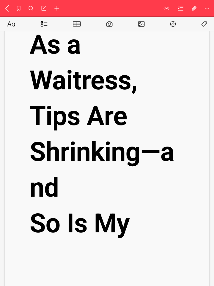 As a Waitress, Tips Are Shrinking—and So Is My Sense of Securit