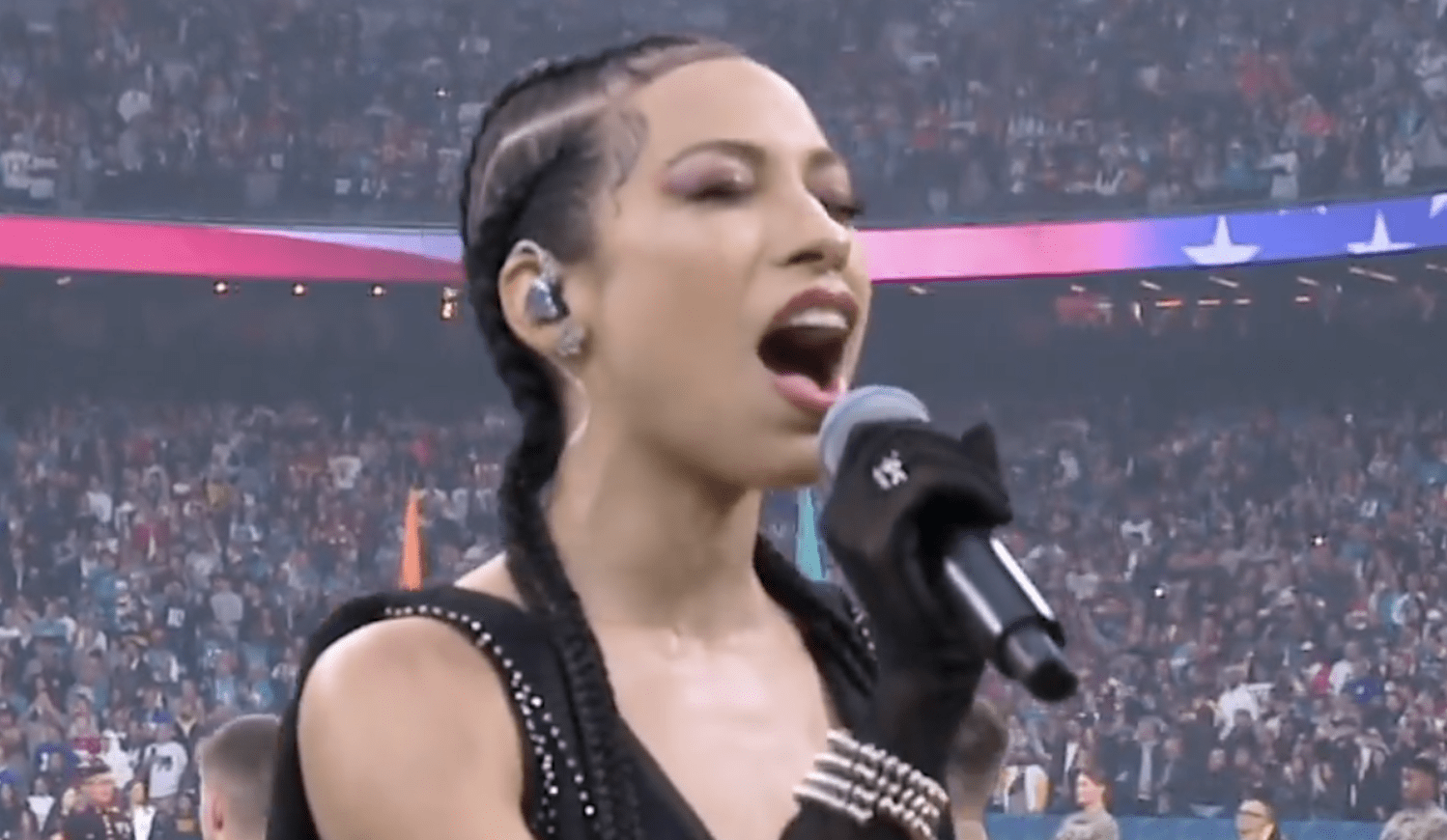 She crushed the anthem but outfit police ruined it