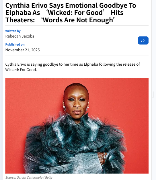 Cynthia Erivo’s Tearful Wicked Farewell 💚
