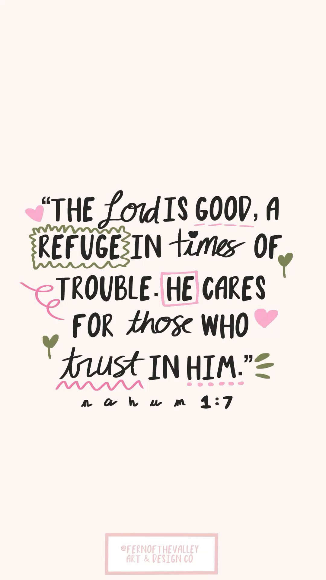 Nahum 1:7 | God Is Good | Positive Christian Quote | Handwritten Style Quotes