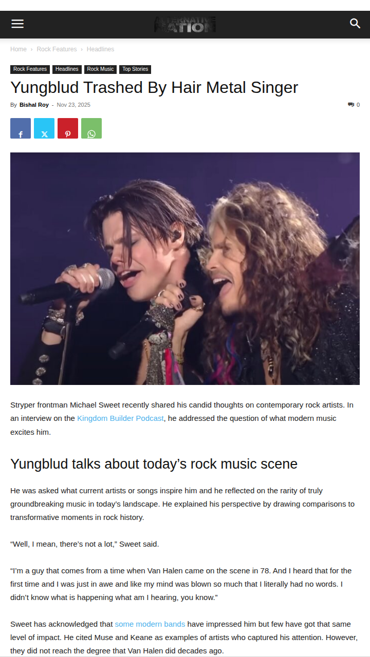 Yungblud Dismissed by Stryper’s Michael Sweet 😳