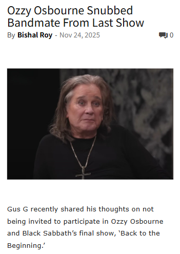 Ozzy Osbourne Snubs Gus G at Final Show 😮