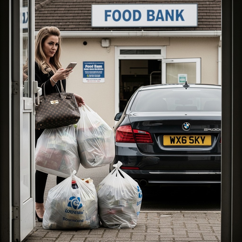 A Woman in a BMW Took Three Bags at the Food Bank