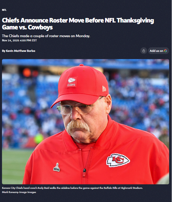 Chiefs shake up roster before Cowboys clash