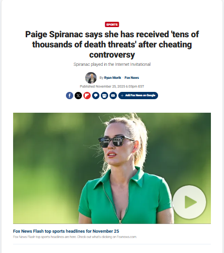 Paige Spiranac Faces Backlash After Cheating Call