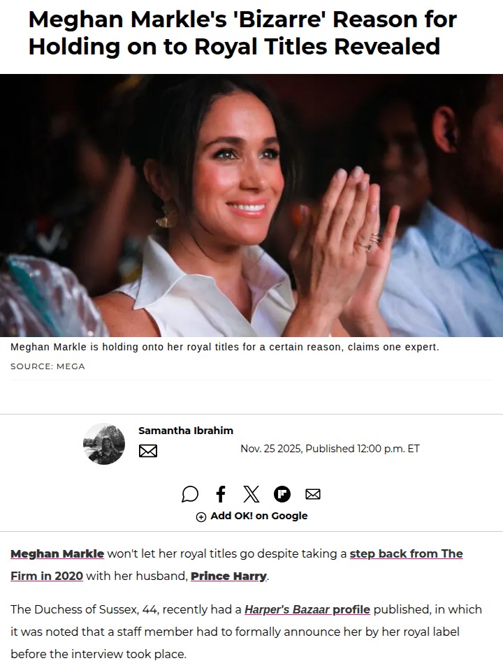 Meghan's Royal Title Obsession? 👑