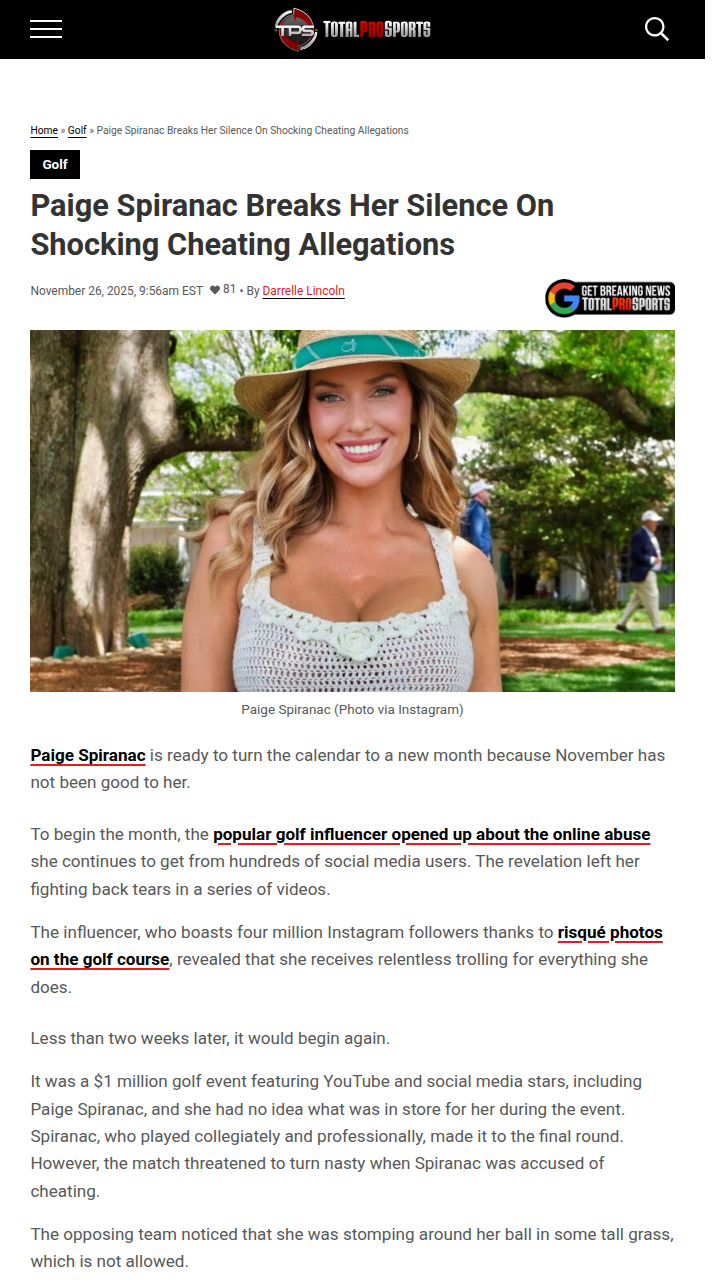 Paige Spiranac Faces Cheating Storm