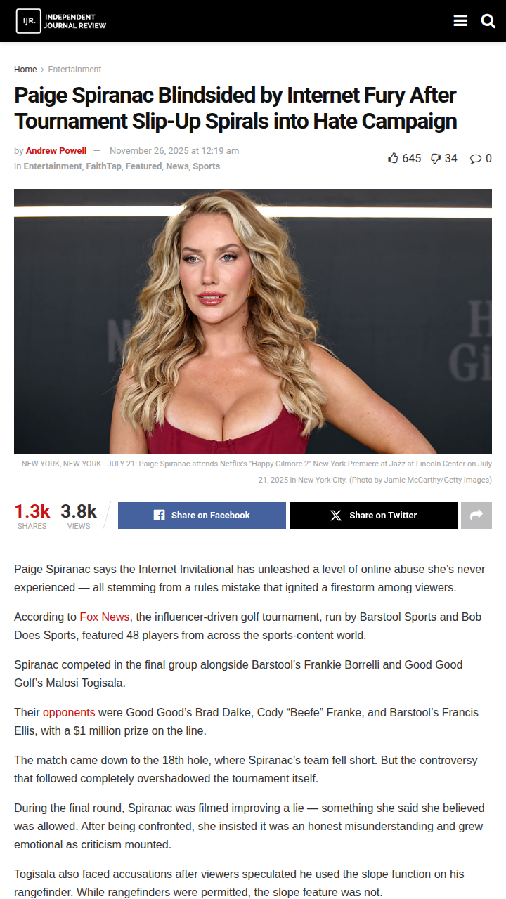 Paige Spiranac’s Costly Rules Gaffe Sparks Outrage