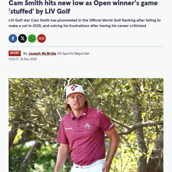 Cam Smith’s LIV Gamble Backfires Hard