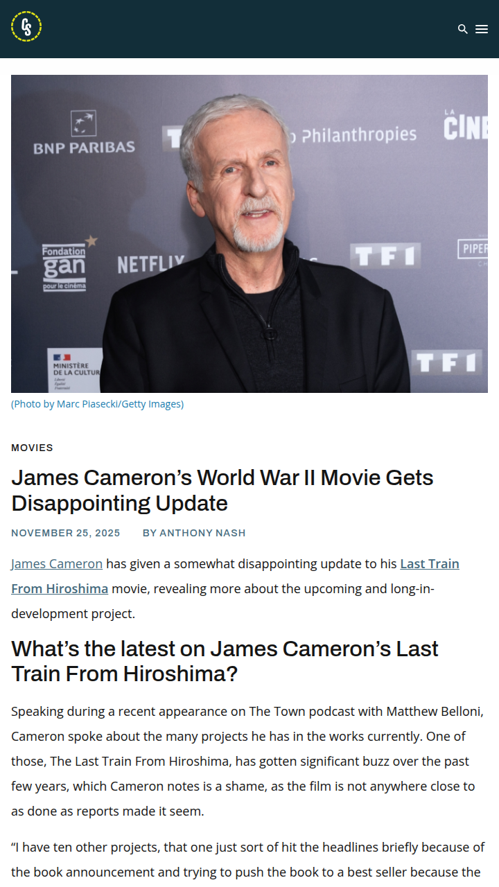Cameron’s WWII Film Delayed Again? 😬