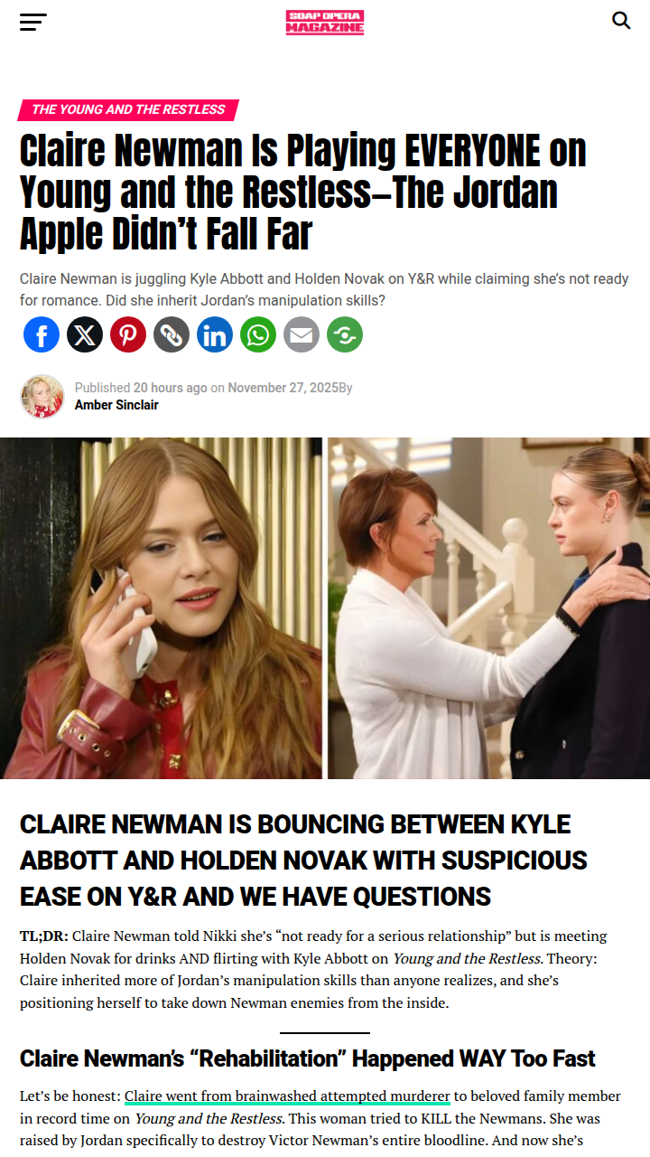 Claire Newman’s Double Game on Y&R 👀