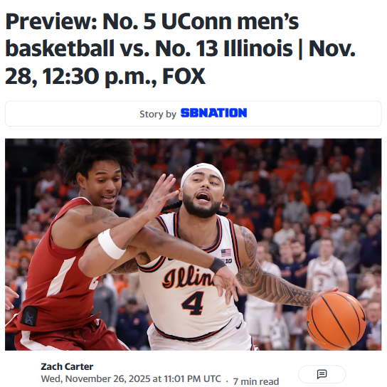 UConn vs Illinois: Clash at MSG set to ignite