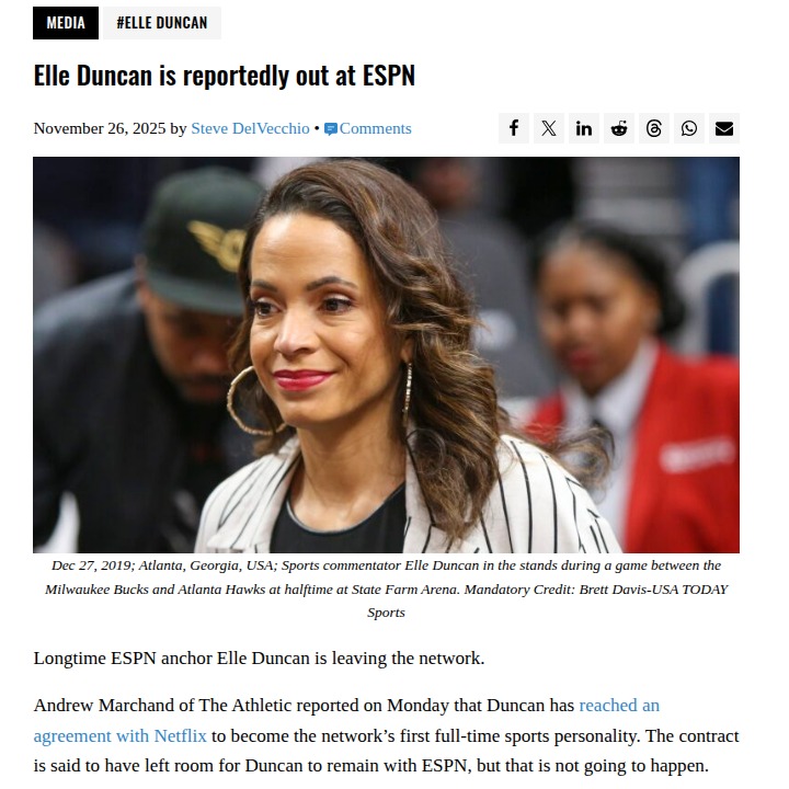 Elle Duncan Jumps Ship: ESPN to Netflix!
