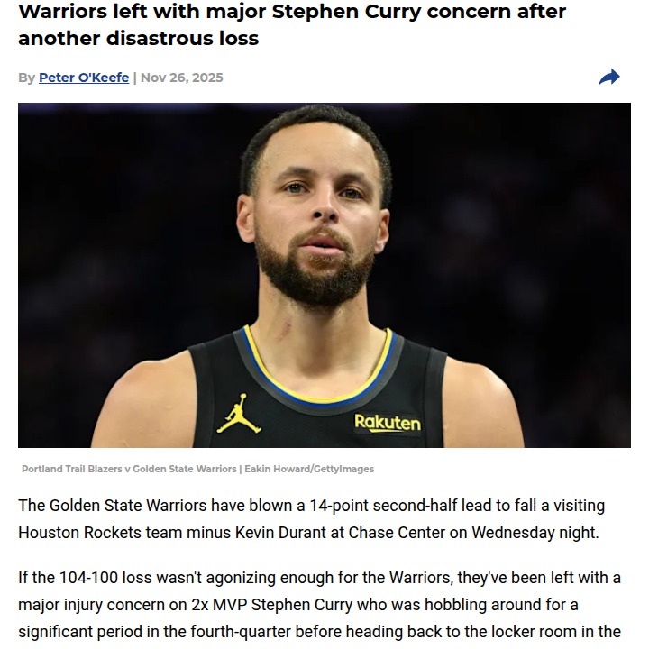 Steph Curry injury shakes up Warriors fans