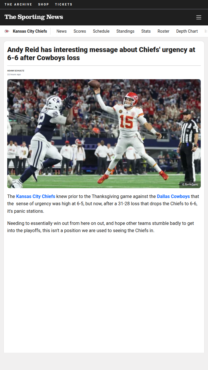 Chiefs face playoff crisis after Cowboys loss