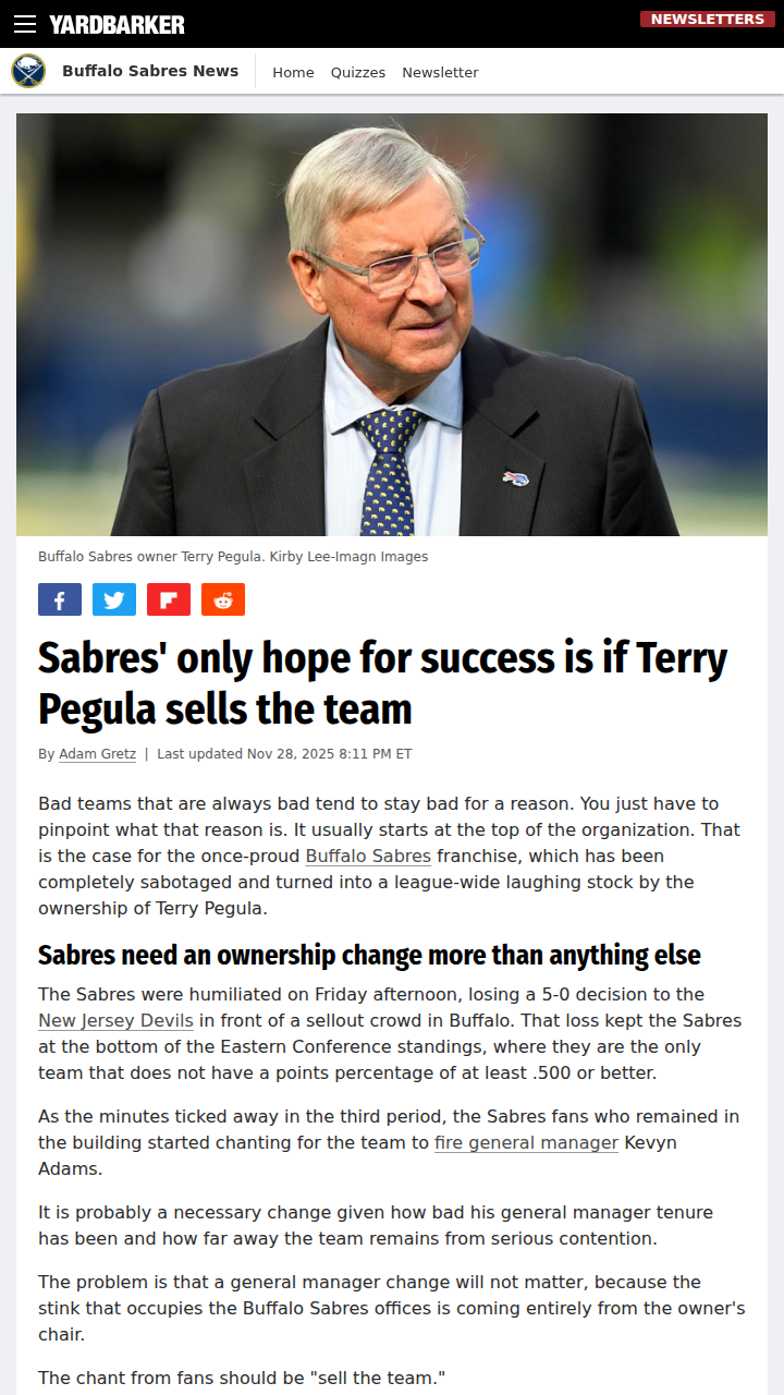 Buffalo Sabres fans deserve real change