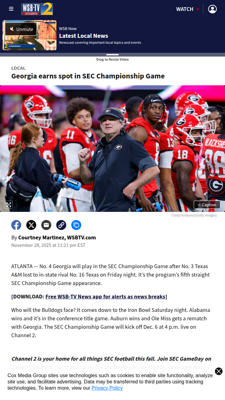 Georgia clinches SEC Championship spot!