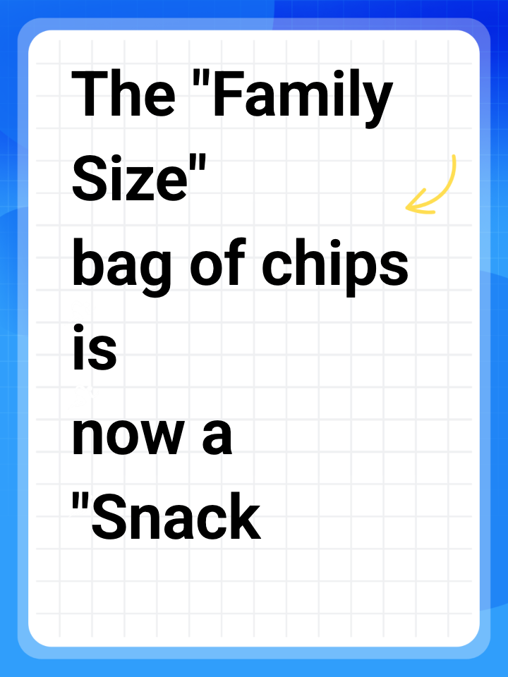 The "Family Size" bag of chips is now a "Snack Size." The Shrinkflation Grinch is real. 📉