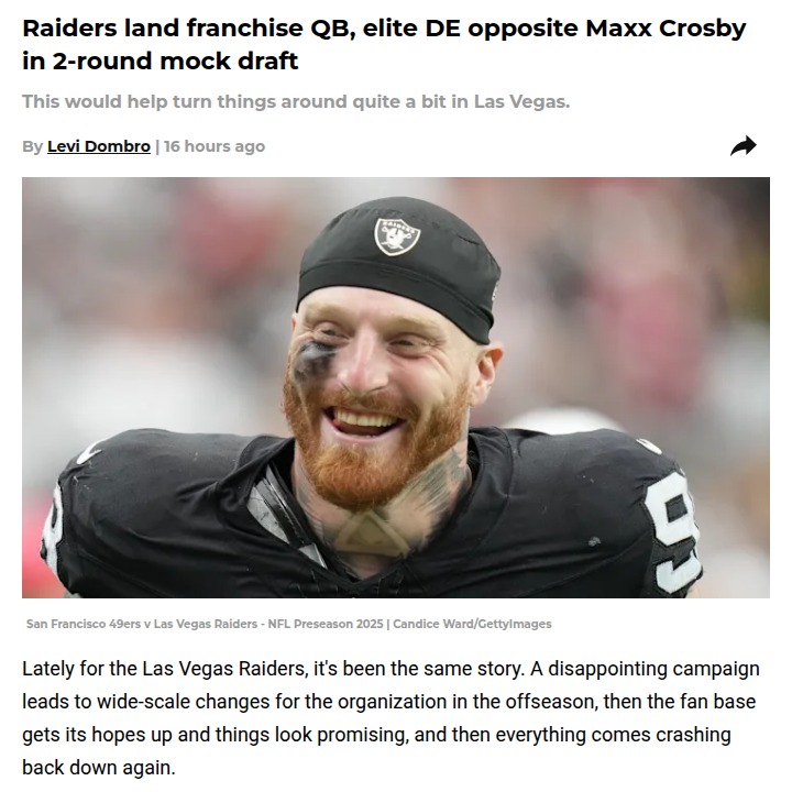 Raiders eye game-changers in 2026 draft