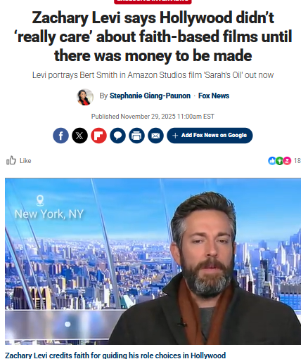 Zachary Levi Calls Out Hollywood’s Faith Shift 🎬