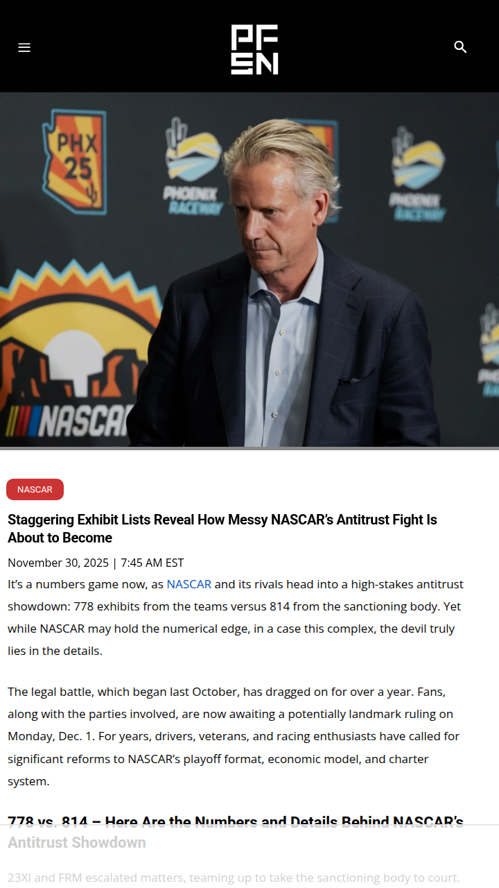 NASCAR’s Antitrust Showdown: 23XI vs The Field