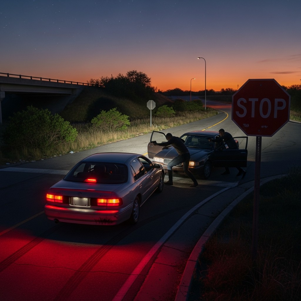 Don't pull over if you get "bumped" at night! 🚗💥