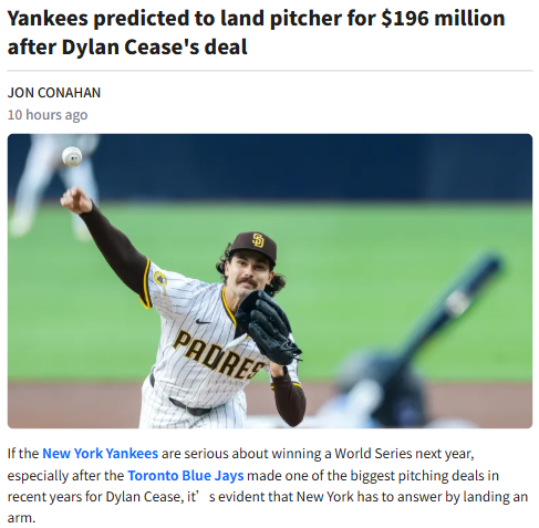 Yankees Eye Imai After Cease's Big Deal