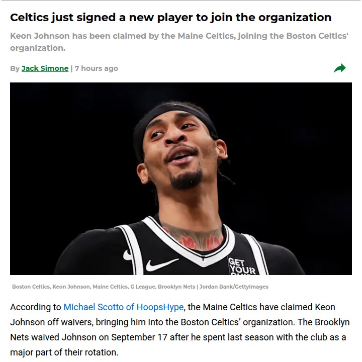 Keon Johnson’s last shot with the Maine Celtics?
