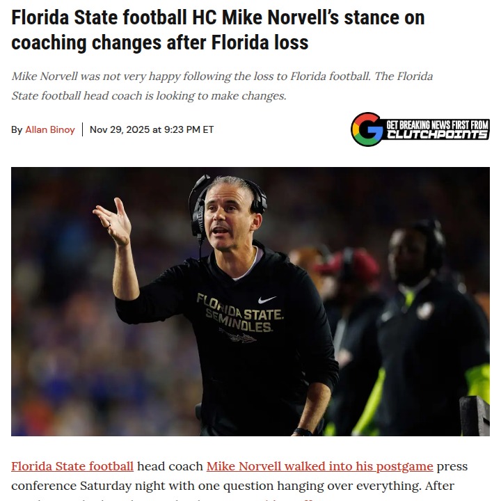 Florida State fans question Norvell after Gators loss