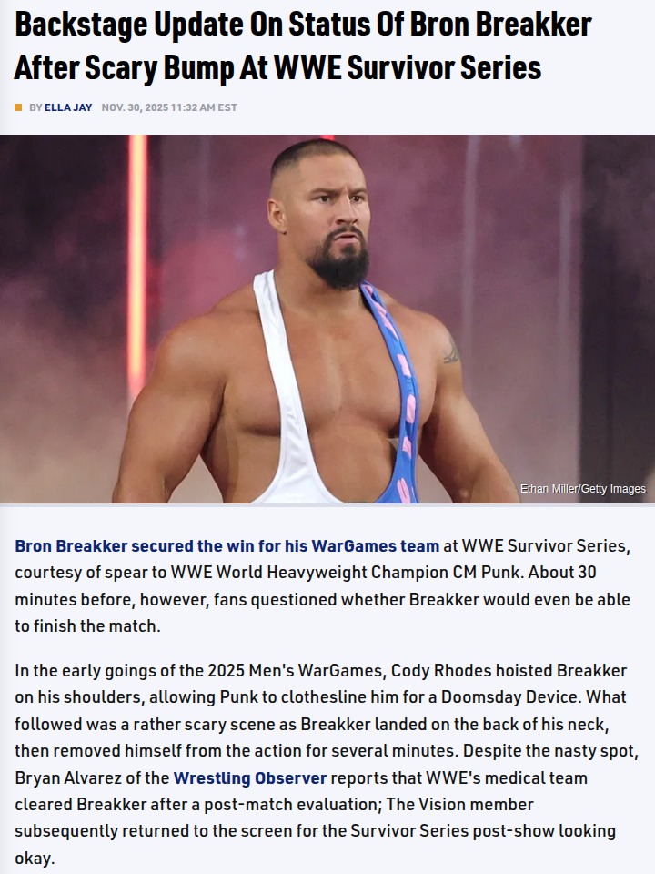 Breakker’s Scary Bump at Survivor Series 2025