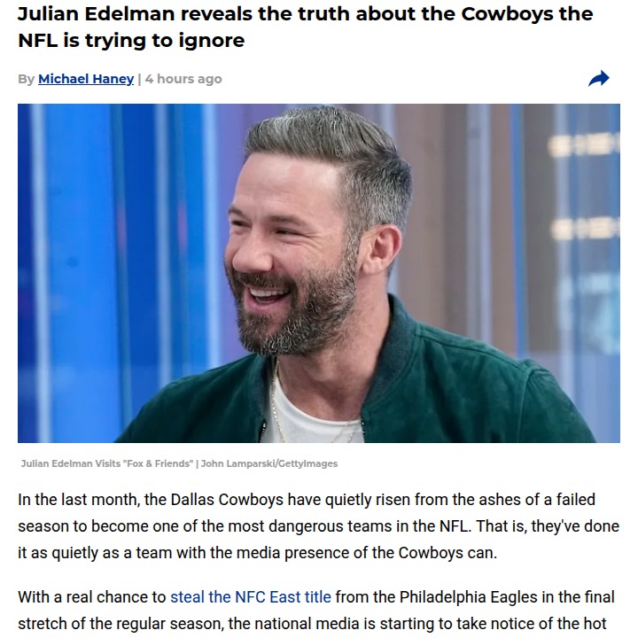 Cowboys vs Chiefs: Edelman Sees Playoff Vibes