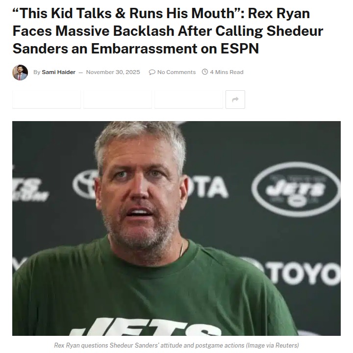 Rex Ryan vs Shedeur: Did Rex Go Too Far?