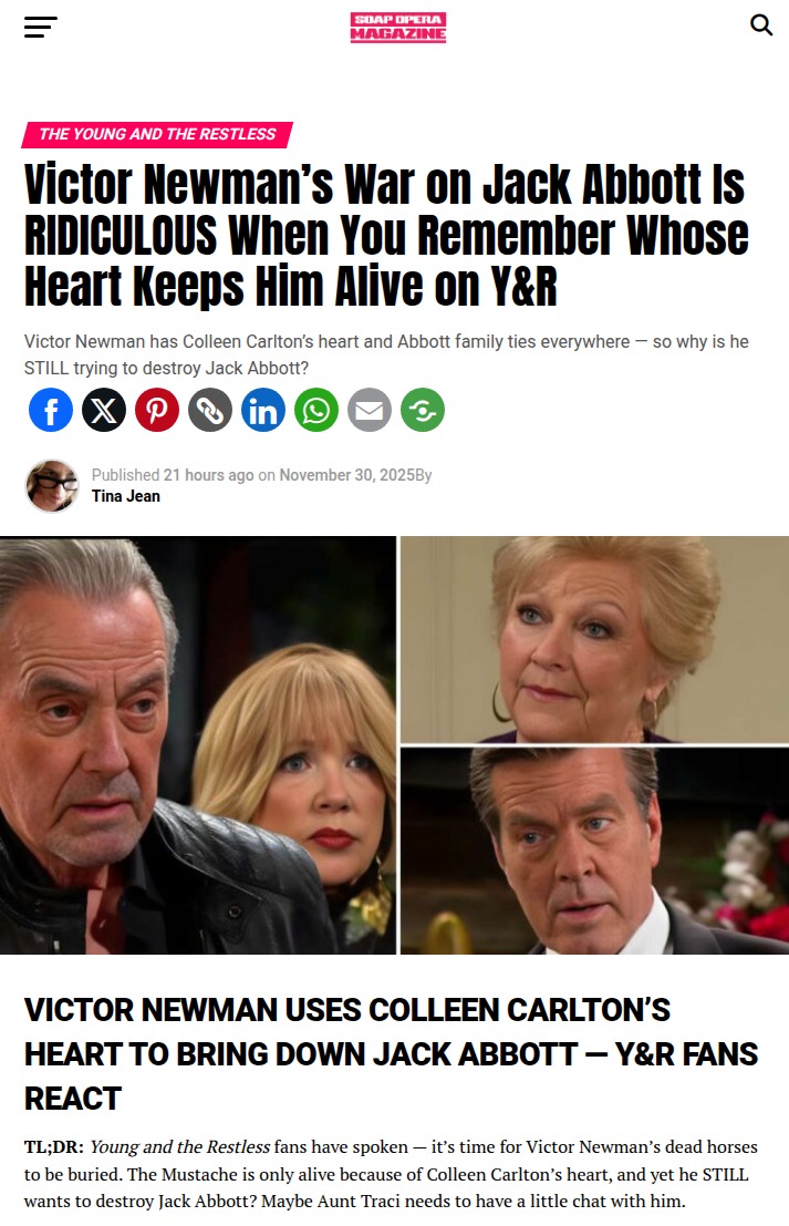 Victor’s Heart Drama on Y&R 💔