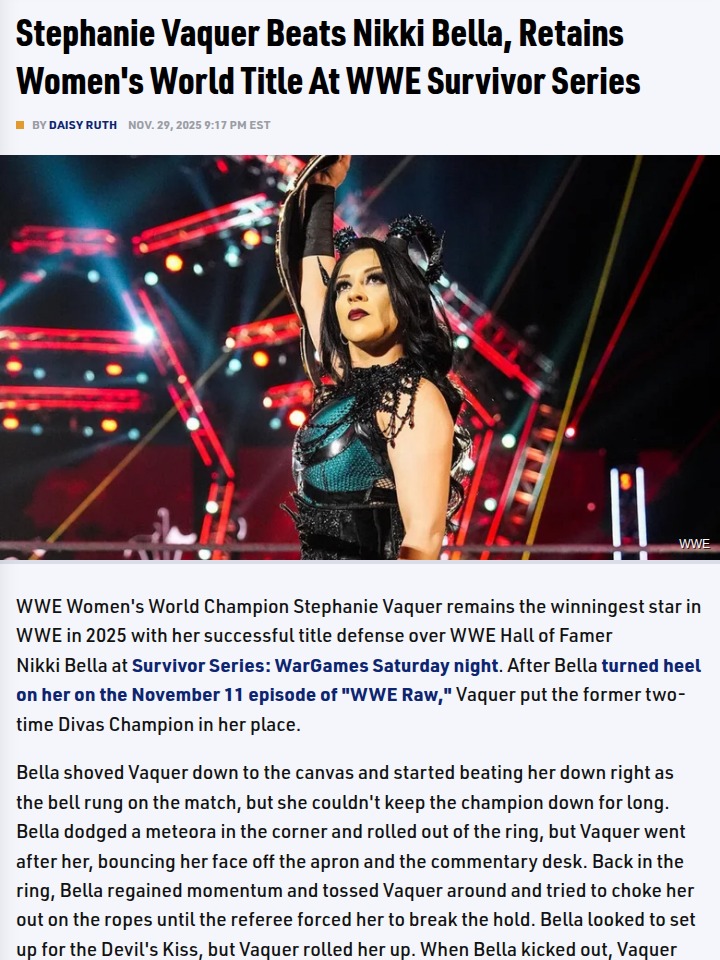 Vaquer Shuts Down Nikki Bella at Survivor Series