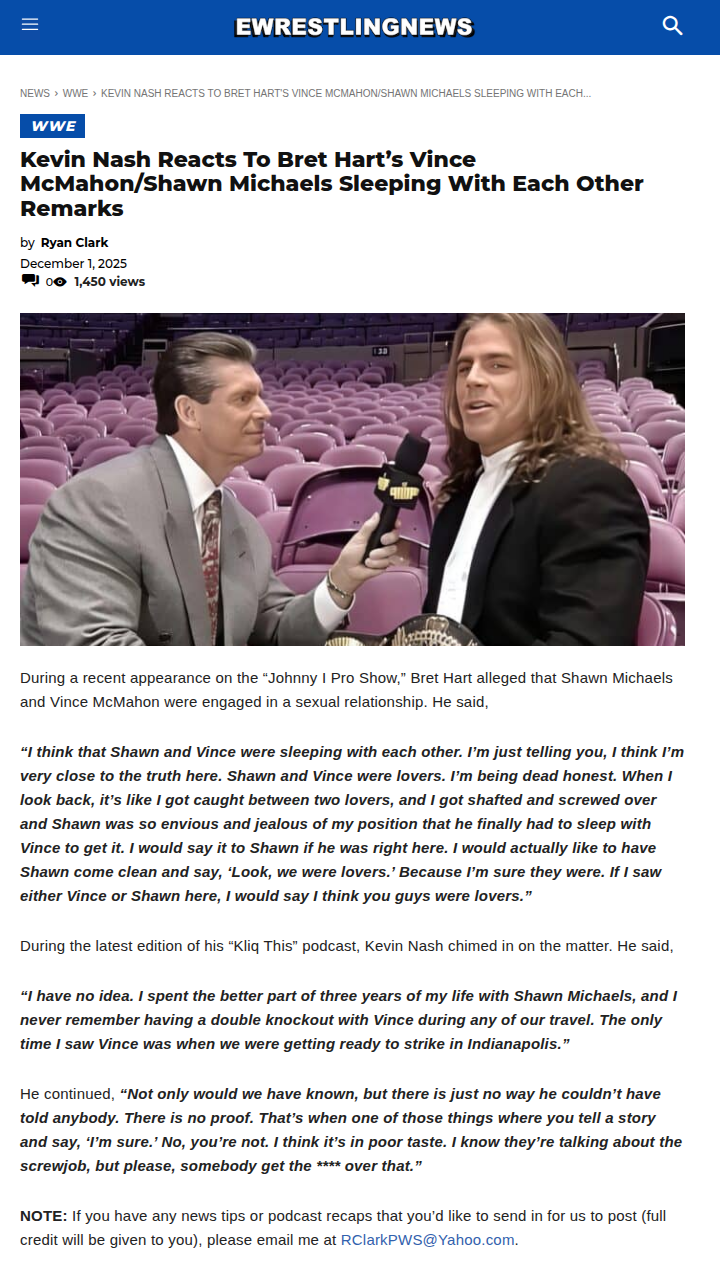 Kevin Nash Fires Back at Bret’s Wild Claims 🔥