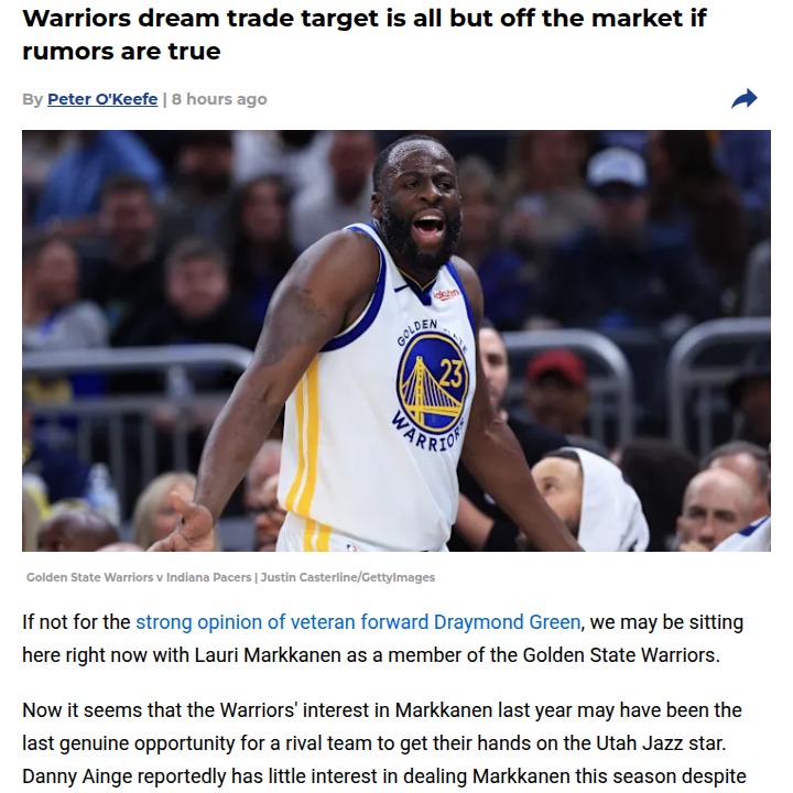 Is Markkanen to the Warriors a Lost Dream?