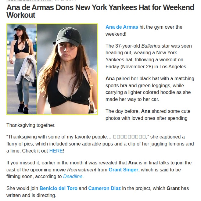 Ana de Armas rocks Yankees style in LA