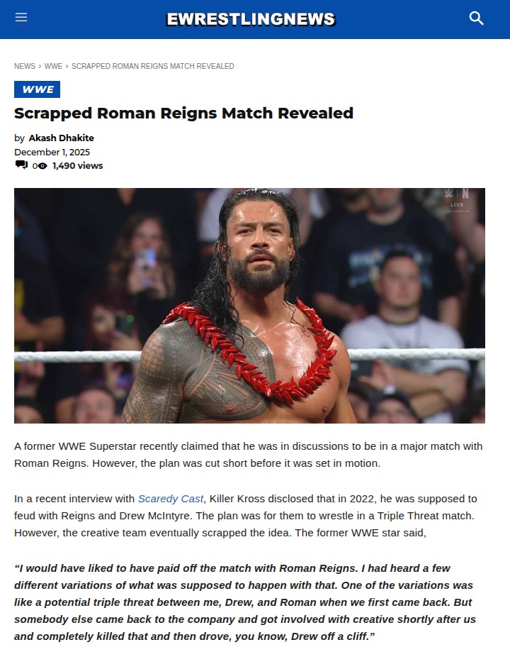 Roman Reigns’ Scrapped Triple Threat Revealed