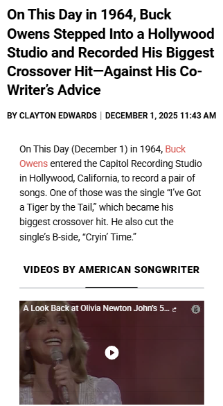 Buck Owens Ignored Co-Writer’s Advice! 🐅