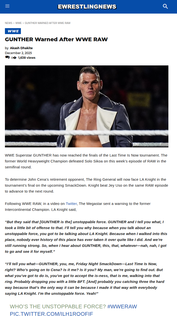 LA Knight vs GUNTHER: SmackDown Showdown!