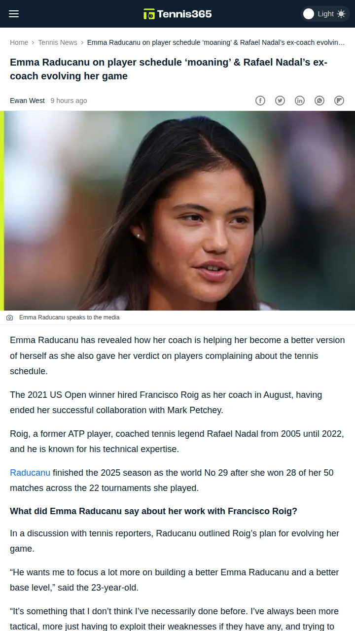 Raducanu’s New Gameplan: Roig’s Nadal Touch