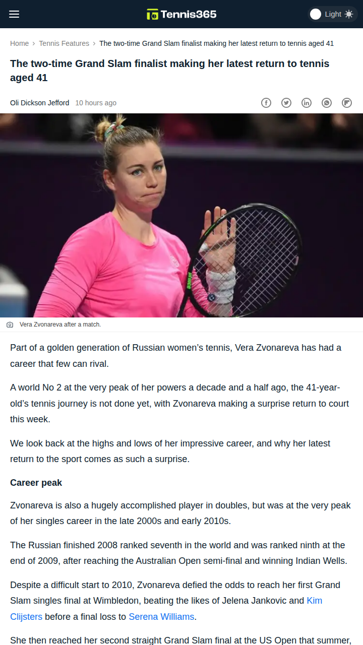 Zvonareva’s Shocking Comeback at 41!