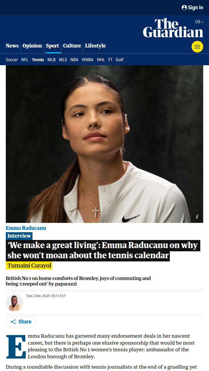 Raducanu’s Refreshing Take on Tennis Grind