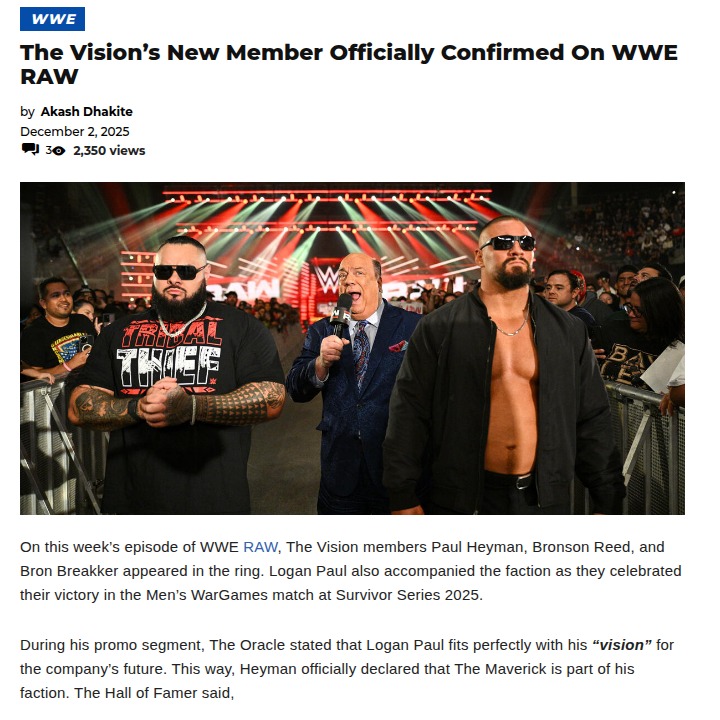 Logan Paul Joins The Vision After Survivor Series