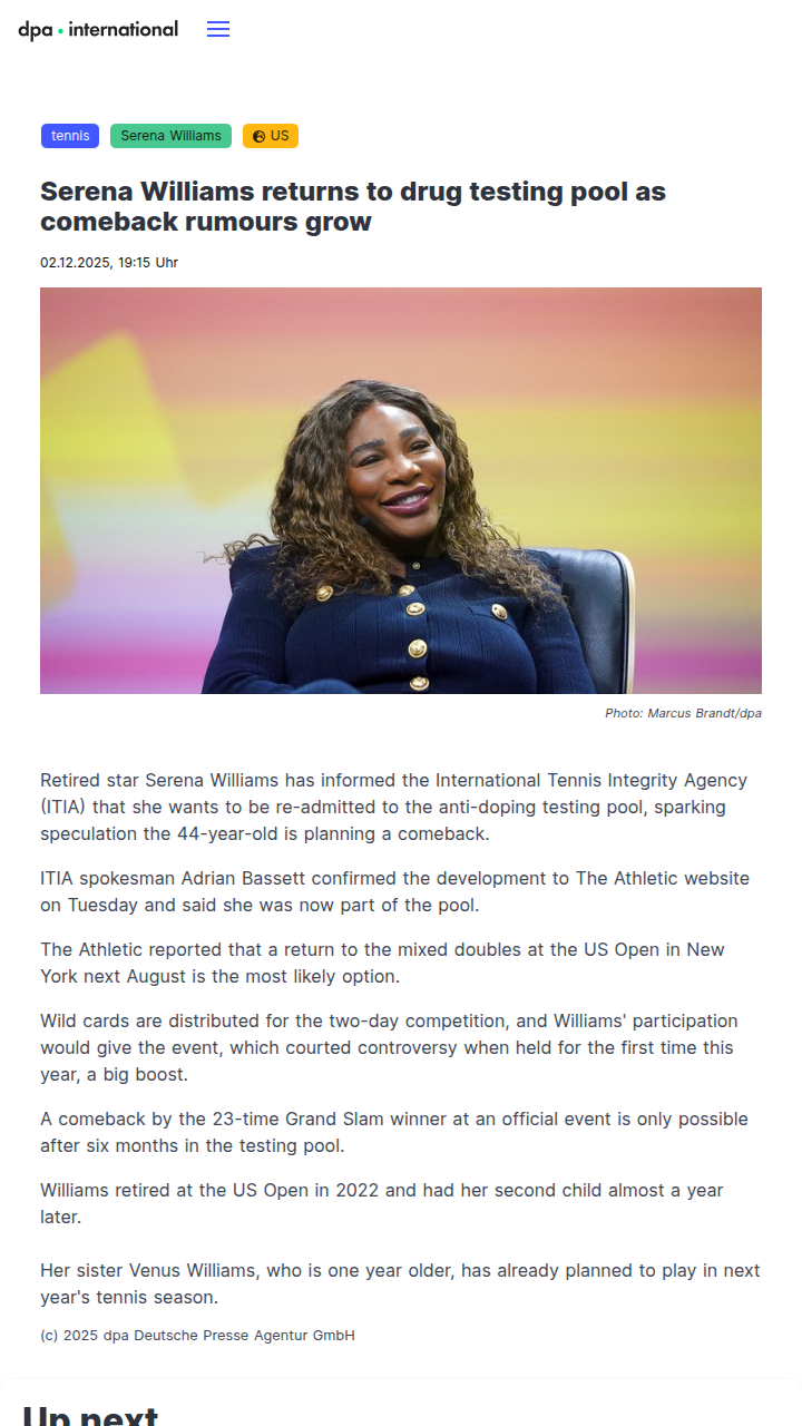 Serena Eyes US Open Mixed Doubles Return?