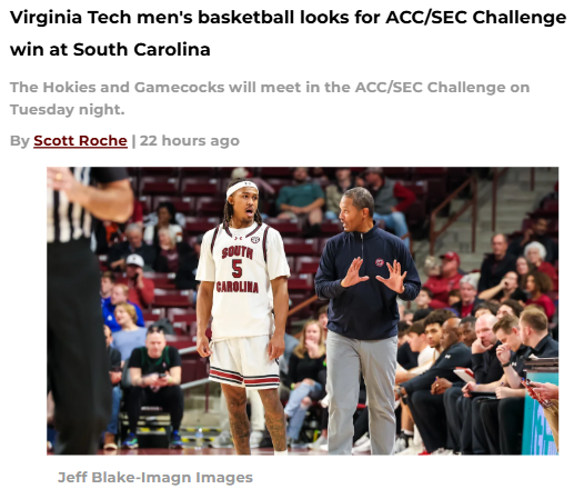 Hokies face tough test in ACC/SEC Challenge