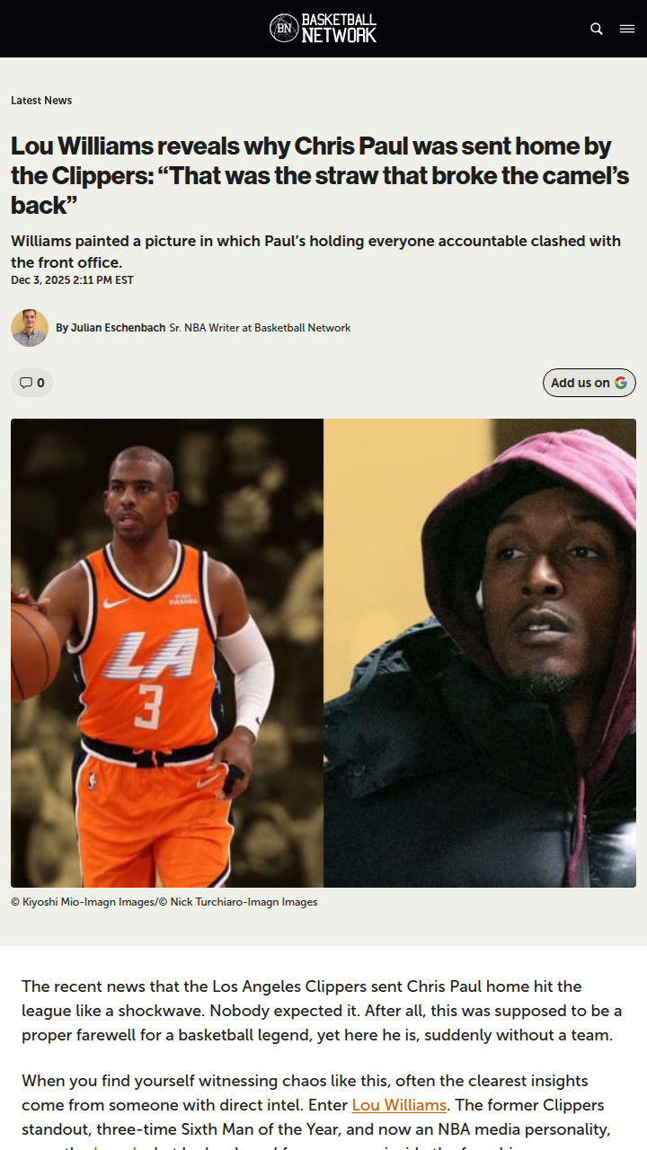 Why Did the Clippers Send CP3 Home?