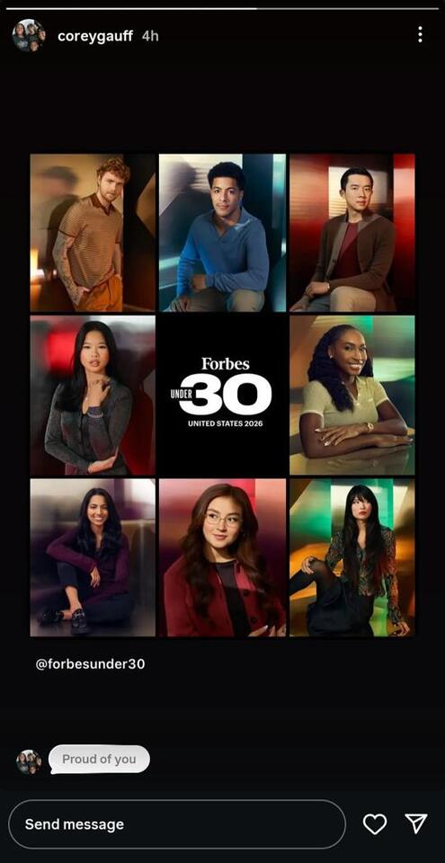 Coco Gauff Joins Forbes 30 Under 30 Elite